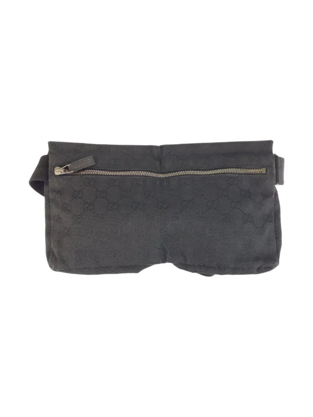 Gucci Black Silver GG Canvas Leather Belt Bag Waist Pouch